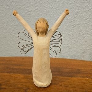 Willow Tree Joyful Angel Sculpture in Cream and Brown